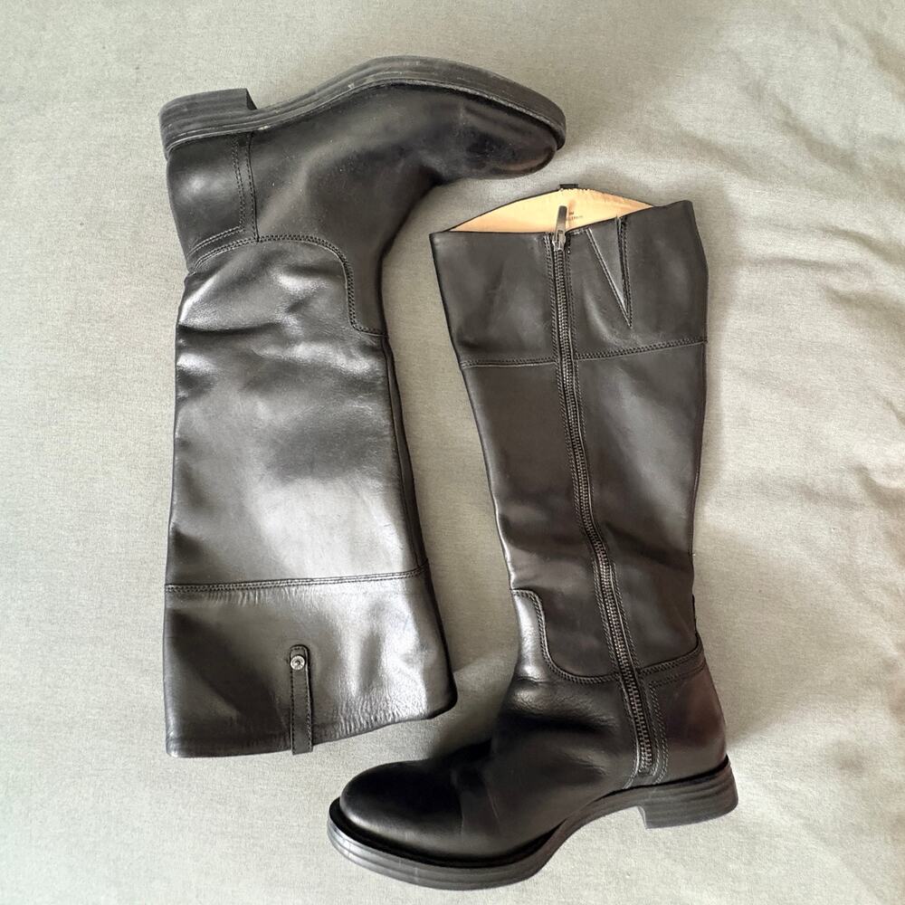 Enzo Angiolini Black Leather Knee-High Riding Boots Size 9 -flaw inside see pics
